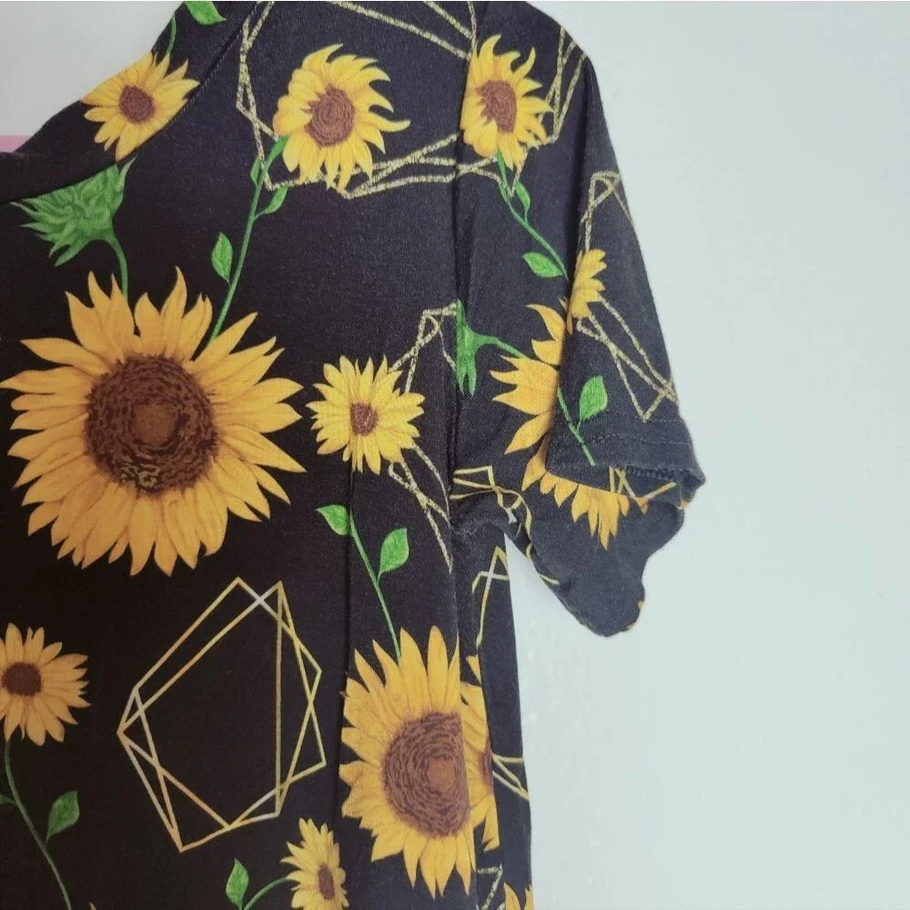 Vi & Jax Girls' Graphic Sunflower Pattern Crewneck Peplum T-shirt, Sz 4/5 Years